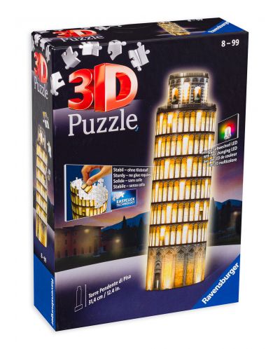 Puzzle 3D Ravensburger de 216 piese - Turnul inclinat din Pisa noapte - 1