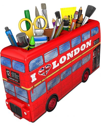 Puzze 3D  Ravensburger de 216 piese -Suport  creioane, Autobuz din Londra - 3