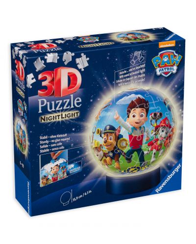 Puzzle 3D de 72 de piese Ravensburger - Patrula câinilor, luminat - 1