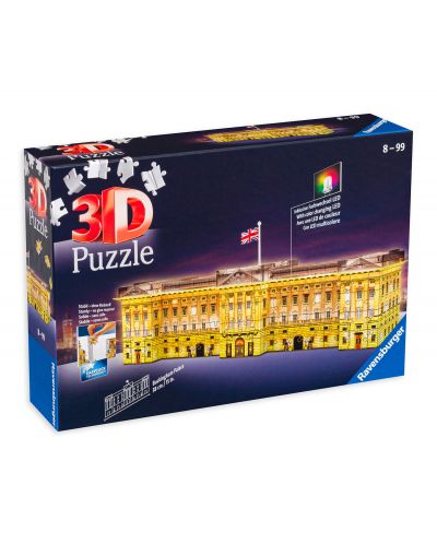 Puzzle 3D Ravensburger de 216 piese - Buckingham Palace, luminos - 1