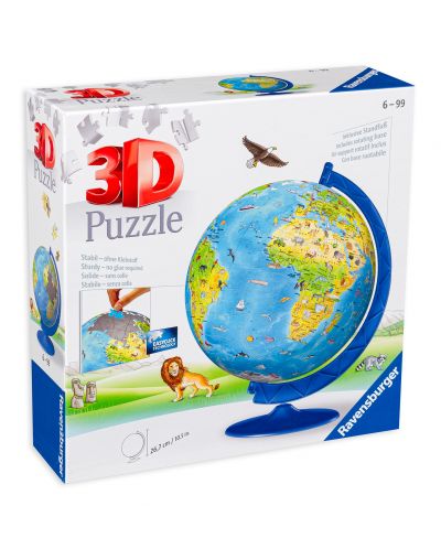 Puzzle 3D Ravensburger de 180 piese - Glob pentru copii - 1