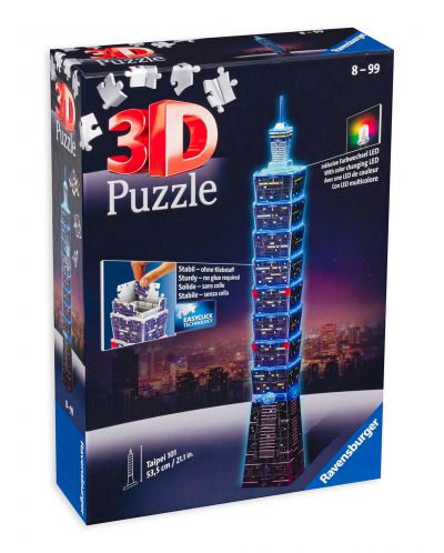 Puzzle 3D Ravensburger de 216 piese - Taipei, luminos - 1