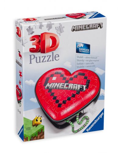 Puzzle 3D cu 54 de piese Ravensburger - Maincraft: inimă - 1