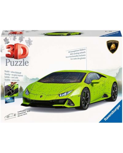Puzzle 3D Ravensburger din 108 de piese - Lamborghini Huracán EVO Verde - 1