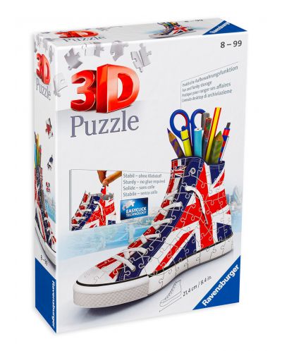 Puzzle 3D Ravensburger de 108 piese - Pantof, Union Jack - 1