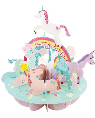 Felicitare 3D Santoro Pirouettes - Birthday Unicorn - 1