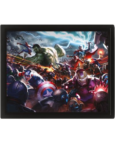Poster 3D cu ramă Pyramid Marvel: Avengers - Future Fight Heroes Assault - 1