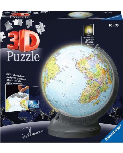 Puzzle 3D Ravensburger от 540 части - Glob cu lumină - 1