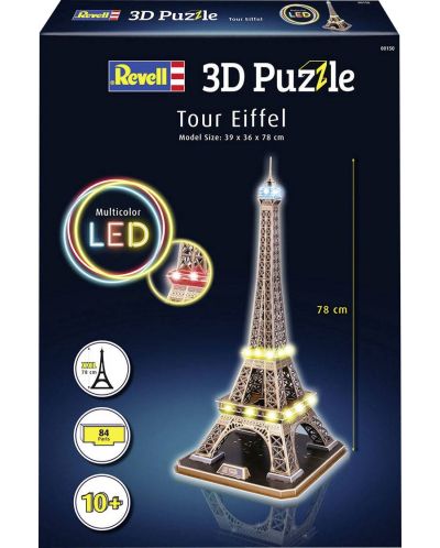 Puzzle 3D Revell - turnul Eiffel cu iluminare LED - 1