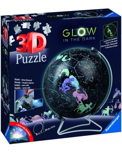 3D Puzzle Ravensburger din 180 de piese - Glob care strălucește în întuneric - 1