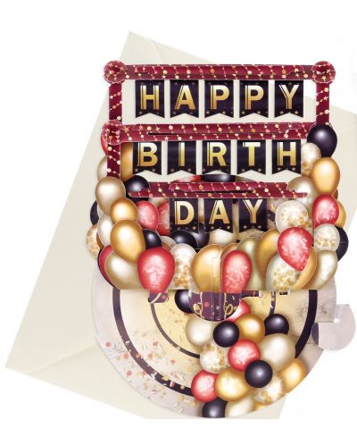 Felicitare 3D Santoro Pirouettes - Birthday Balloons - 2
