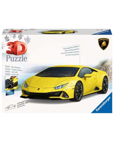 Puzzle 3D Ravensburger din 108 de piese - Lamborghini Huracán EVO-Giallo - 1