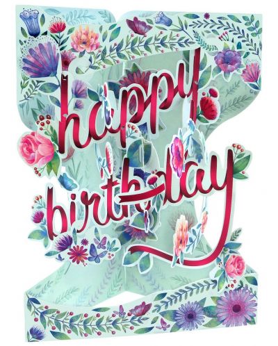 Felicitare 3D Santoro Swing - Happy Birthday, Floral - 1