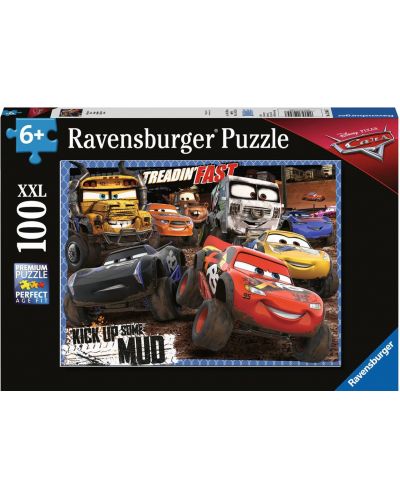 Puzzle Ravensburger de 100 XXL piese - Concurenti cu namol, Masini - 1