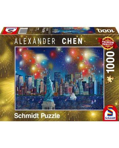 Puzzle Schmidt de 1000 piese - Focuri de artificii peste Statuia Libertatii, Alexander Chen - 1