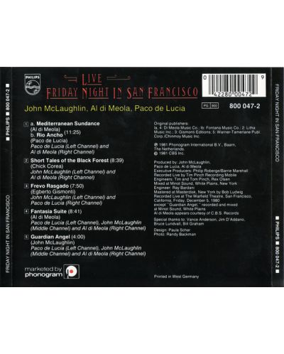 Al di Meola, Paco De Lucia, John McLaughlin - Friday Night In San Francisco (CD) - 2