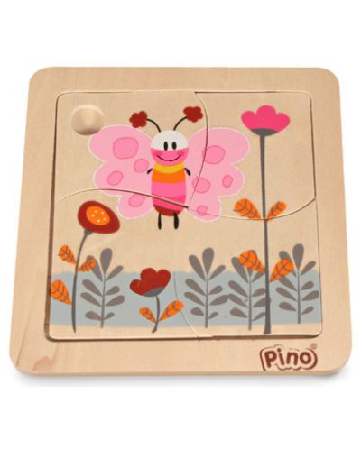 Mini puzzle Pino de 4 piese - Fluture - 1