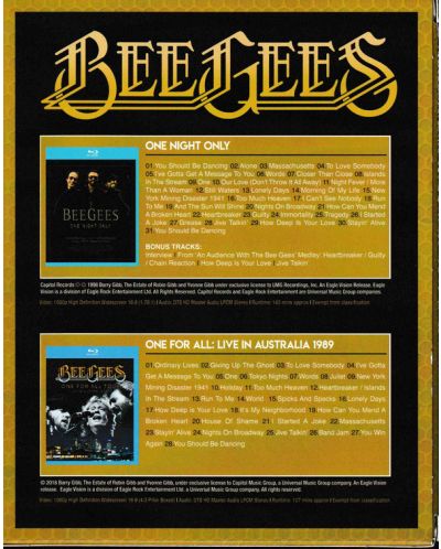 Bee Gees - One Night Only + One For All Tour: Live In Australia 1989 (Blu-Ray)	 - 2