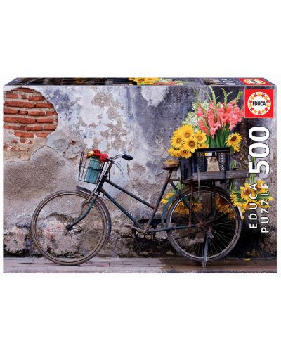 Puzzle Educa de 500 piese - Bicycle with flowers - 1