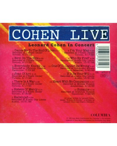 Leonard Cohen - Cohen Live - Leonard COHEN Live In CONCE (CD) - 2