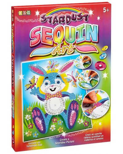 Set creativ KSG Crafts Sequin Art Stardust - Arta cu paiete si brocart, Iepure - 1