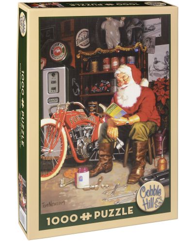 Puzzle Cobble Hill de 1000 piese - Masina zburatoare a lui Mos Craciun, Tom Newesom - 1