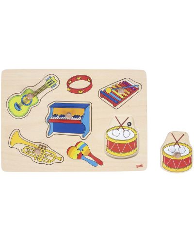 Puzzle din lemn Goki - Instrumente muzicale, muzical - 1