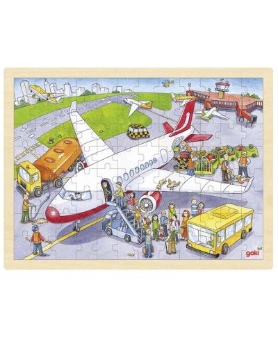 Puzzle din lemn Goki - La aeroport - 1