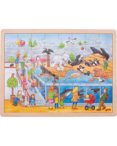 Puzzle din lemn Goki - Vizita la gradina zoologica - 1