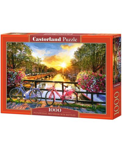 Puzzle Castorland de 1000 piese - Amsterdam pitoresc cu biciclete - 1