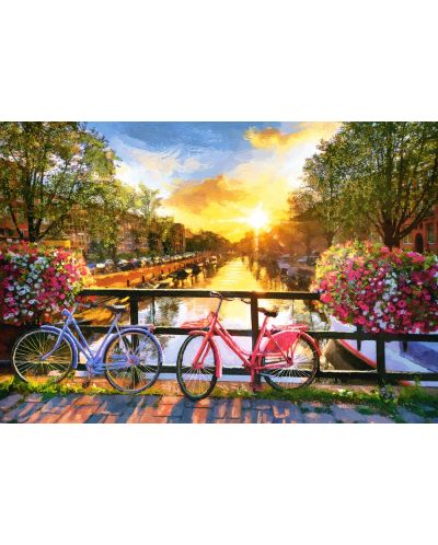 Puzzle Castorland de 1000 piese - Amsterdam pitoresc cu biciclete - 2