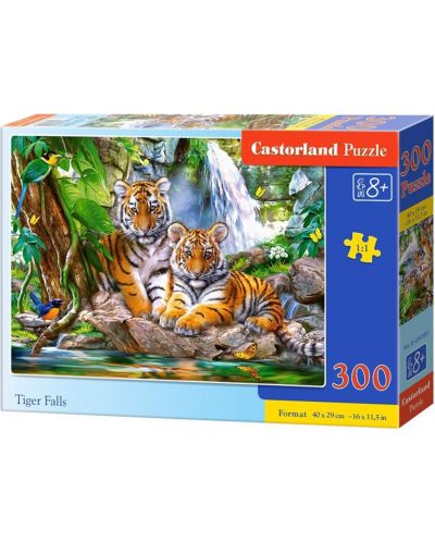Puzzle Castorland de 300 piese - Tigri la cascada - 1