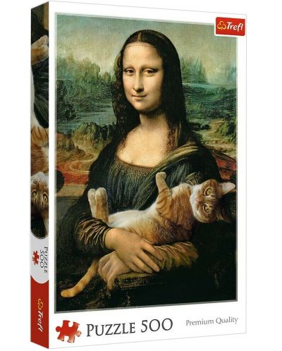Puzzle Trefl de 500 piese - Mona Lisa cu un pisoi - 1