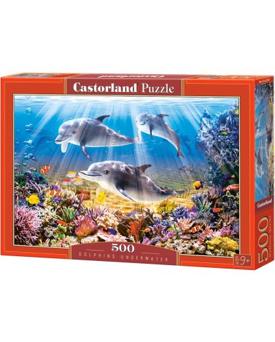 Puzzle Castorland de 500 piese - Delfini in apa - 1
