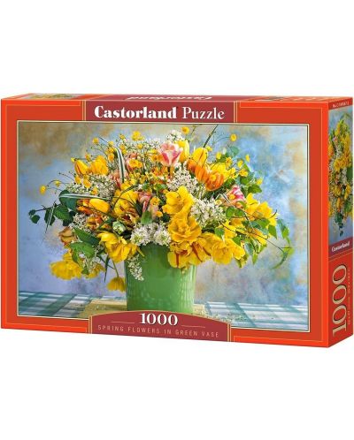 Puzzle Castorland de 1000 piese - Spring Flowers in green Vase - 1