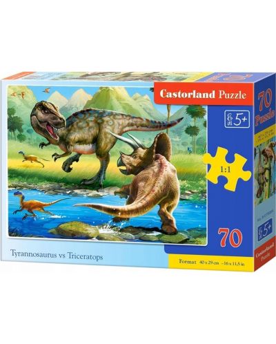 Puzzle Castorland de 70 piese - Tiranosaurul impotriva Triceraptosului - 1