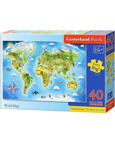 Puzzle  Castorland de 40 XXL piese - Harta lumii - 1
