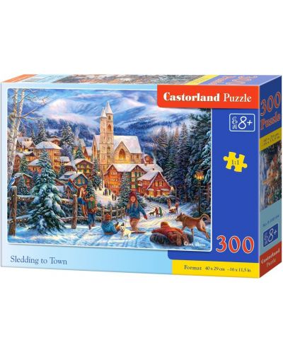 Puzzle Castorland de 300 piese - Alunecand cu sania spre oras - 1