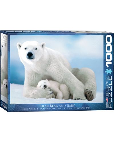 Puzzle Eurographics de 1000 piese – Ursi polari mamam si puii ei - 1