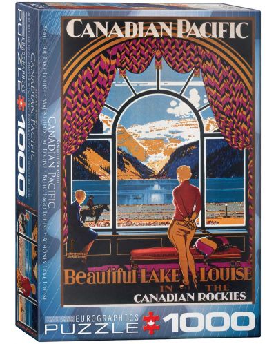 Puzzle Eurographics de 1000 piese –  Canadian Pacific, Frumosul lac Louis - 1