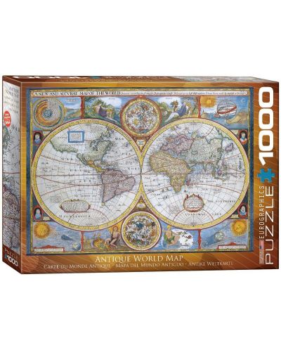 Puzzle Eurographics de 1000 piese – O harta noua si precisa a lumii, John Speed - 1
