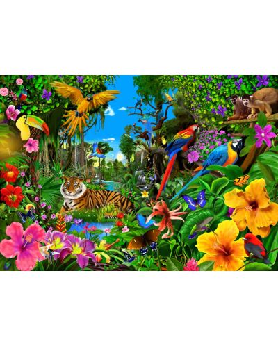 Puzzle Bluebird de 1500 piese - Rasarit in jungla - 2