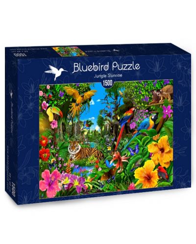 Puzzle Bluebird de 1500 piese - Rasarit in jungla - 1