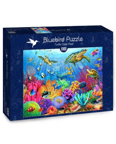 Puzzle Bluebird de 1000 piese - Recif de corali cu broaste testoase - 1