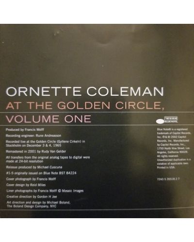 The Ornette Coleman Trio - At The Golden Circle Stockholm Volume 1 (CD) - 2