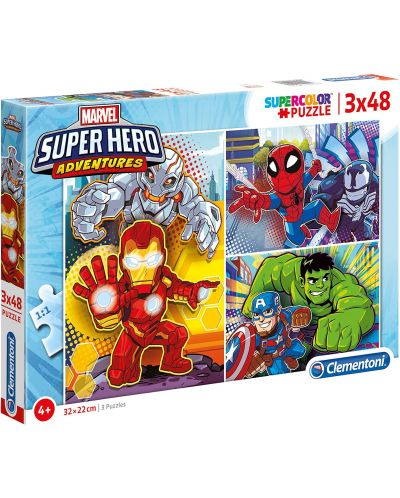 Puzzle Clementoni de 3 x 48 piese - Marvel Superhero Adventures - 1