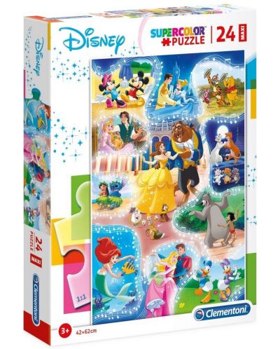 Puzzle Clementoni din 24 piese maxi - SuperColor Maxi  Disney Dance Time - 1