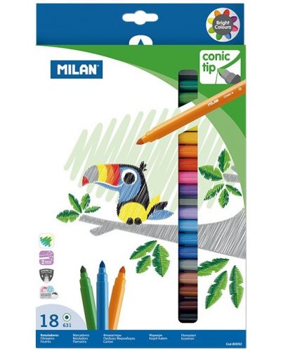 Set pixuri cu pâslă 18 culori Milan – Conic tip - 1