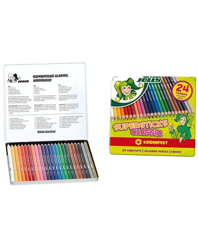 Set de creioane colorate Jolly Kinderfest Classic - 24 de culori, cutie metalica - 2