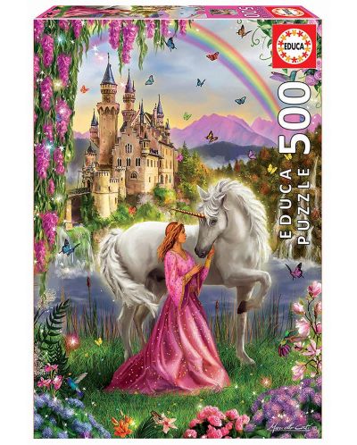 Puzzle Educa de 500 piese - Fairy and Unicorn - 1